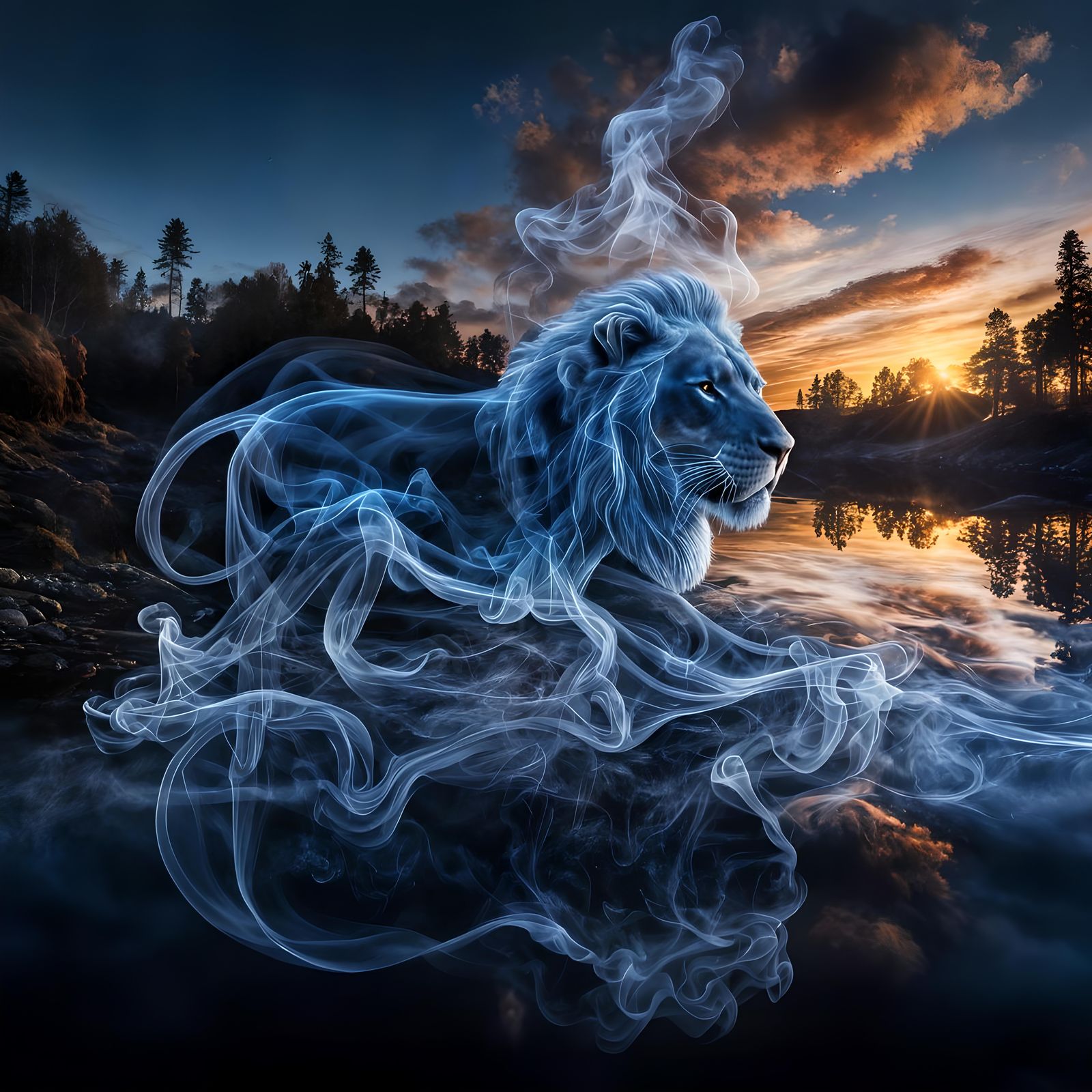 The Hovering Smokey Lion