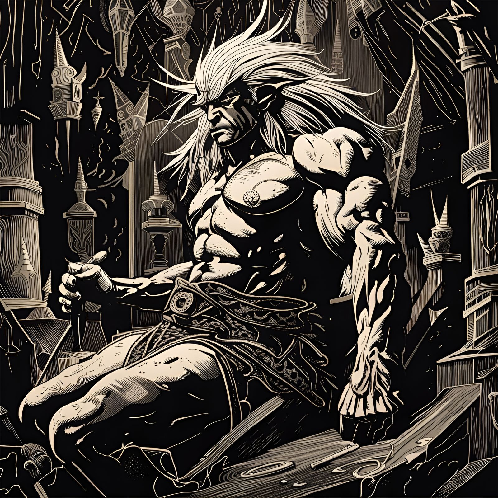 Ferocious Goblin King Engraving in Hyperfine Detail