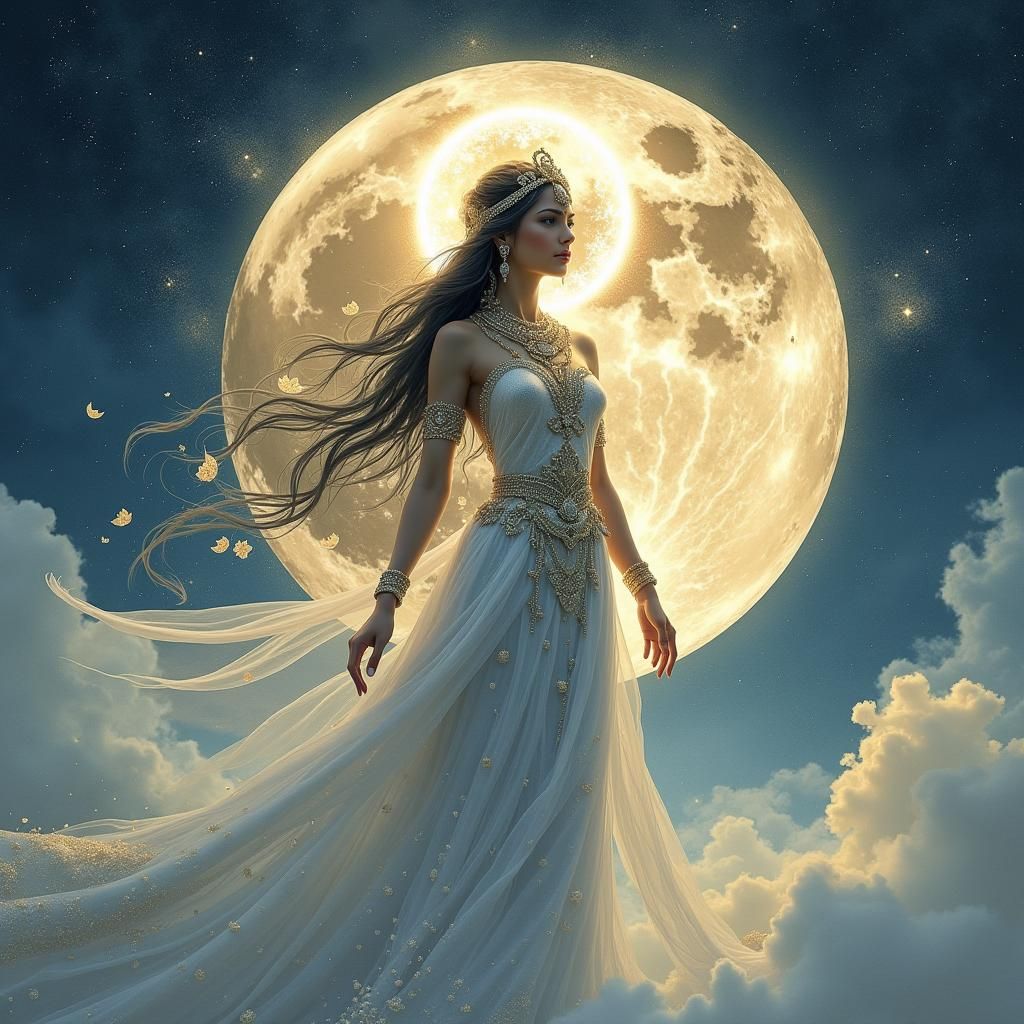 Indu: Vedic Moon Goddess in Watercolor