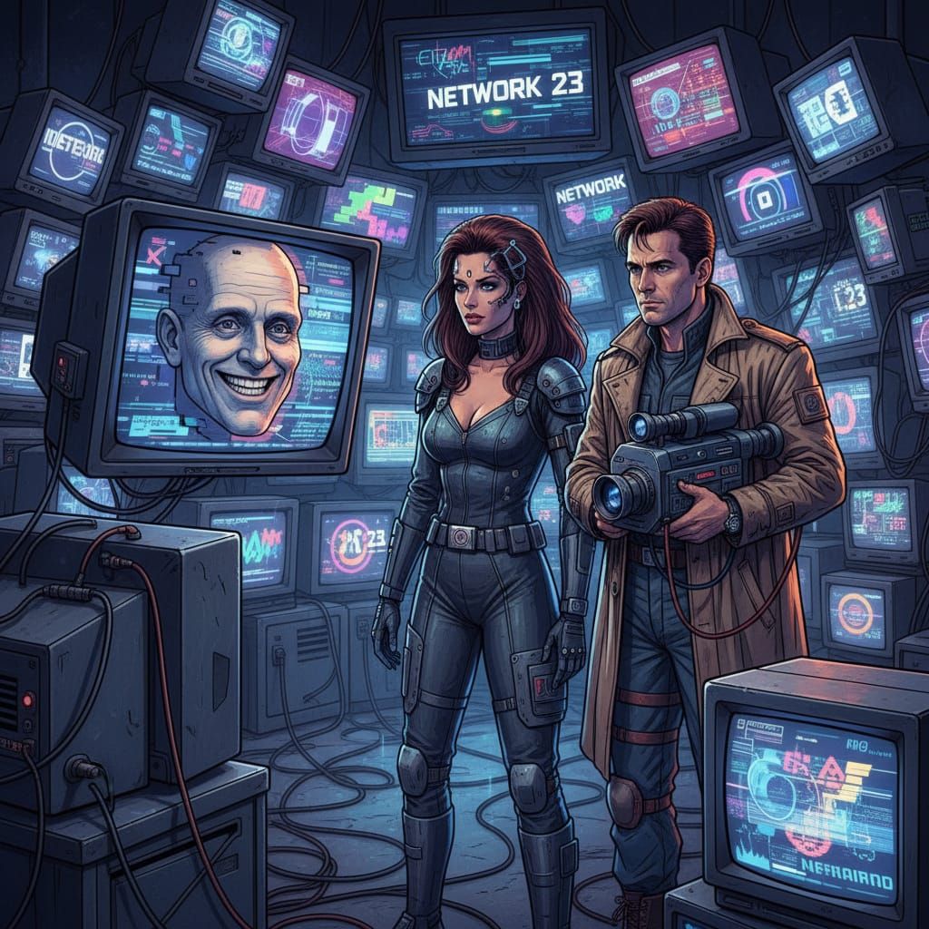 Cyberpunk Duo Theora Jones and Edison Carter with Video Came...