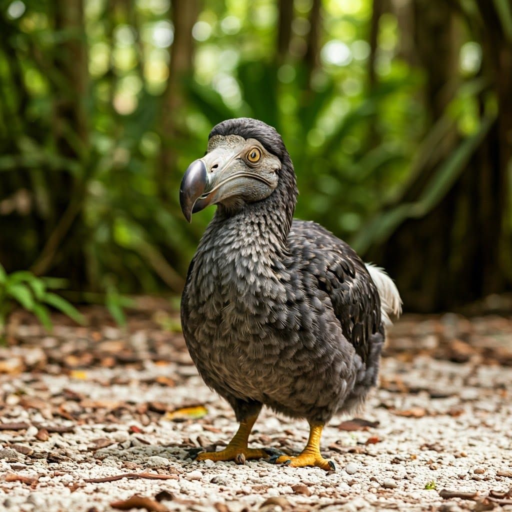 Exotic Island Dodo Roams Lush Forest