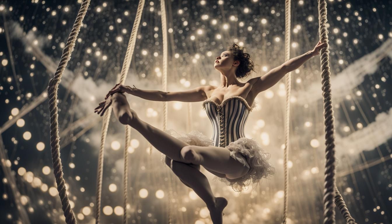 Aerialist Performance in Klimt-Inspired Sgraffito Style