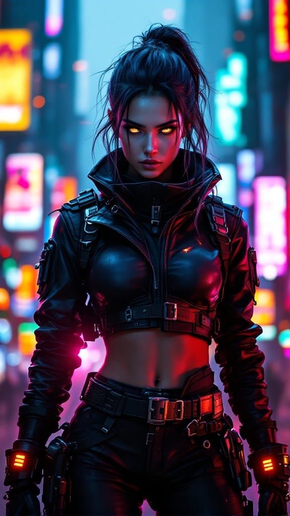 Sleek Urban Warrior Defies the Dystopian City Night