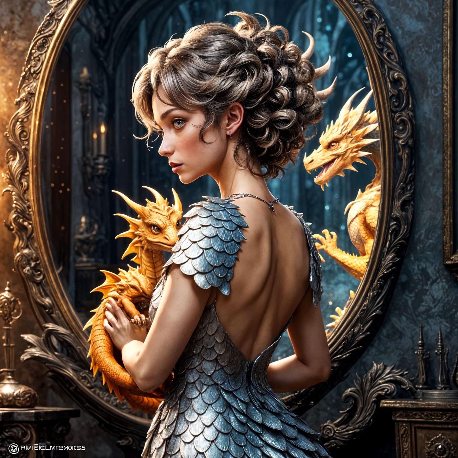 Ethereal Fantasy Portrait of a Woman and Her Dragon