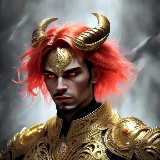 Magenta Horned Monster Portrait in Hyperdetailed Style