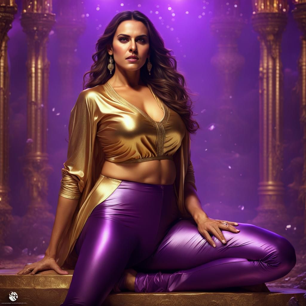 Indian Actress in Purple Leggings: Fantasy Art