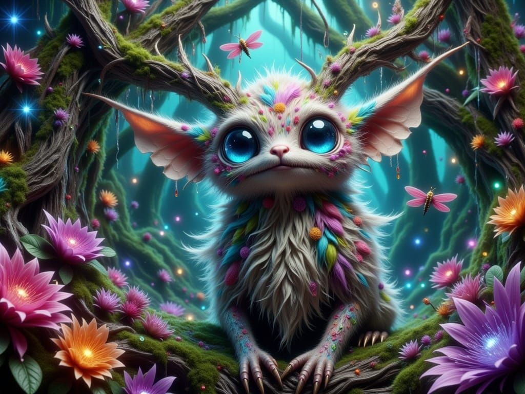 Whimsical Forest Creature in Enchanted Twilight