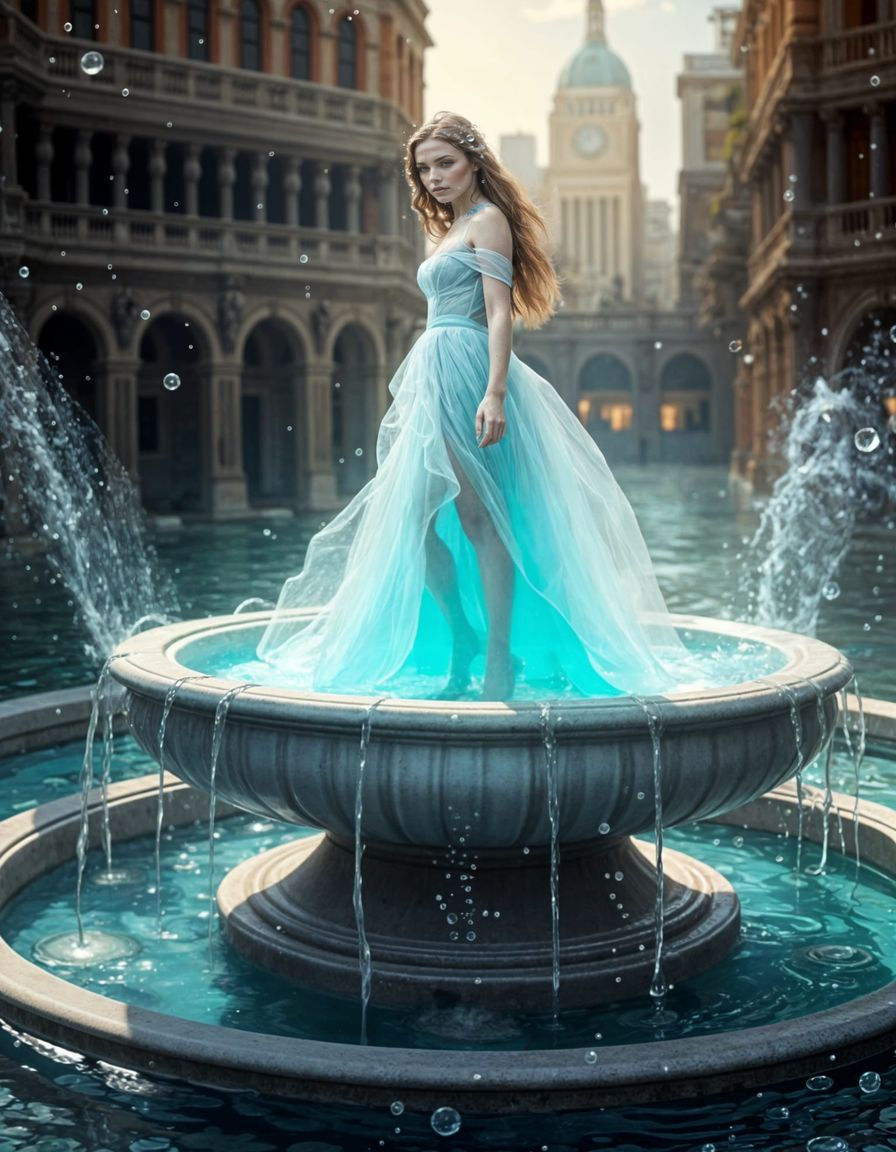 Surreal Blue Water Goddess with Bubbly Foam
