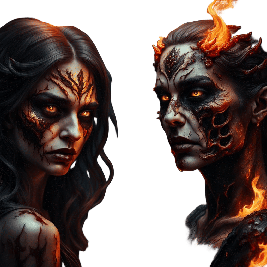 Hyperrealistic Half-Zombie Girl Holding Hands With Hades