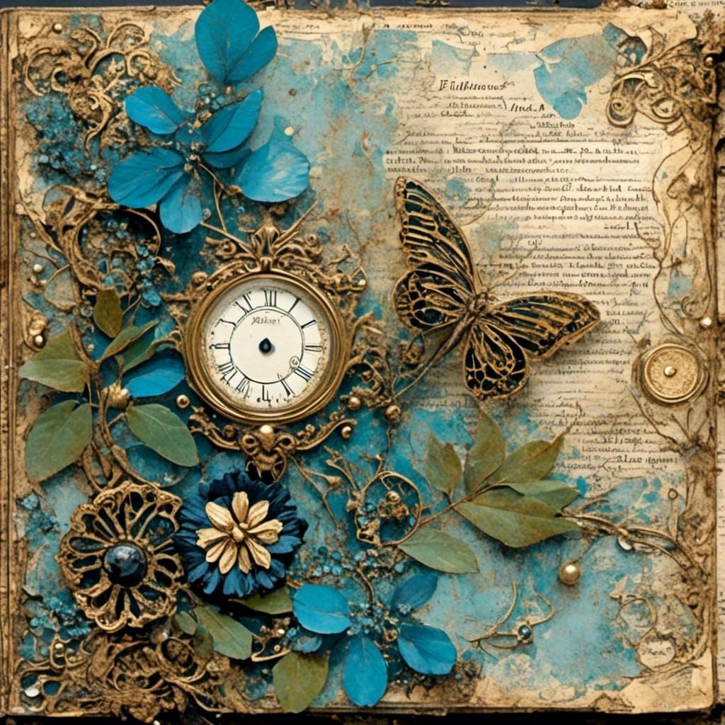 Alice in Wonderland Vintage Journal Page Collage