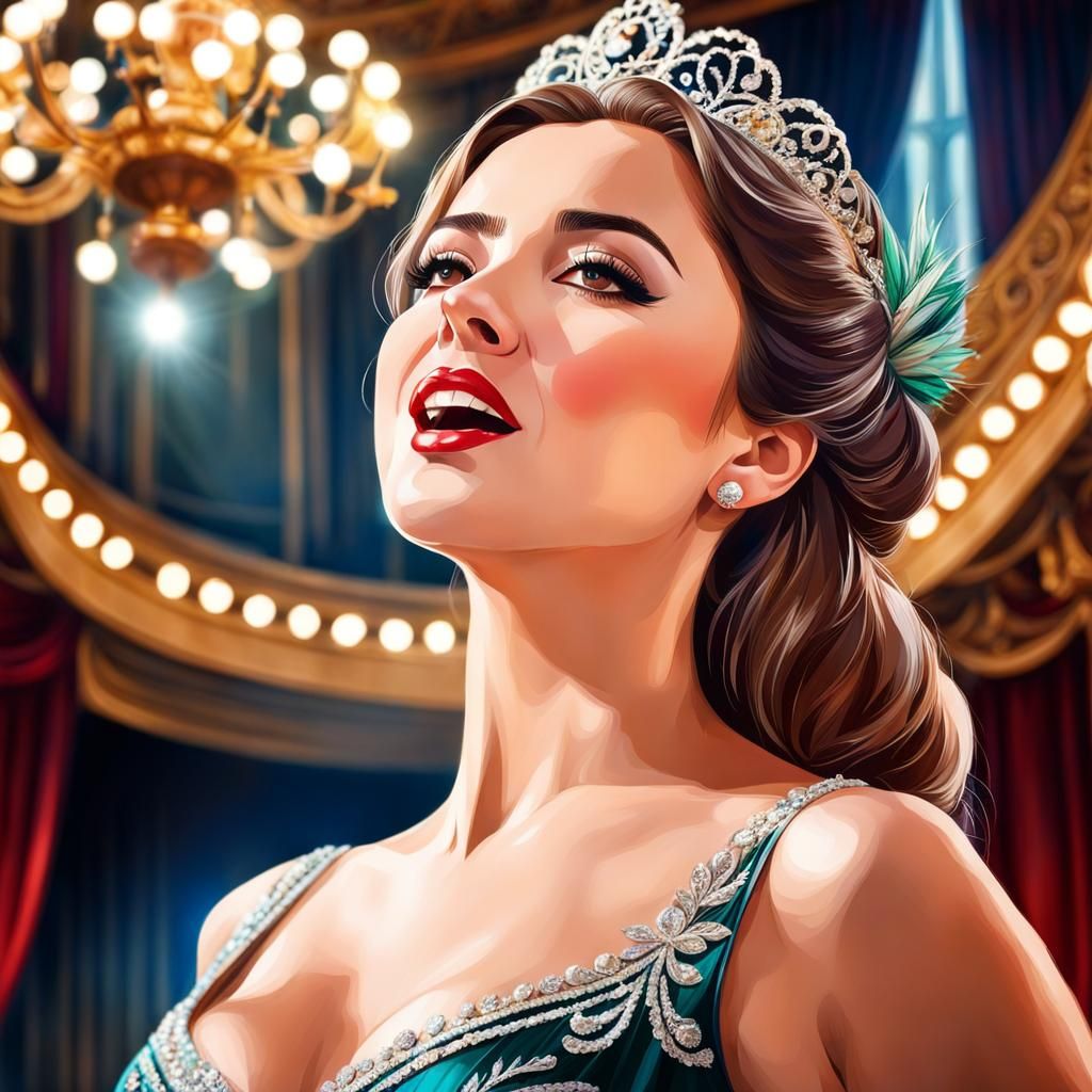 Beautiful Opera Singer in Viennese Opera House