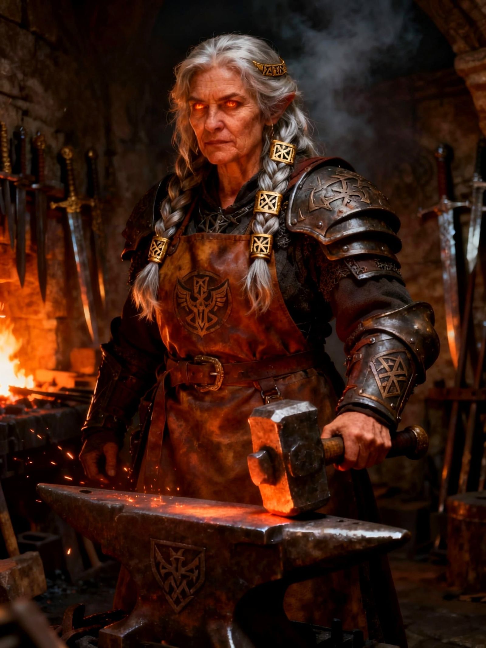Dwarven Blacksmith Master in Ancient Forge