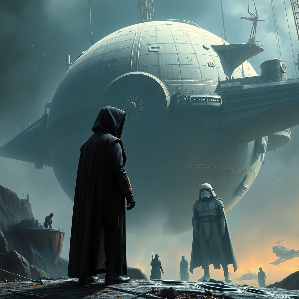 Death Star Construction Supervised by Thrawn, in Syd Mead St...