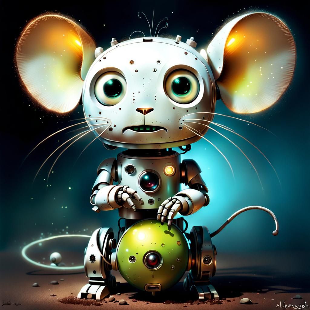 Adorable Robot in Whimsical Illustration