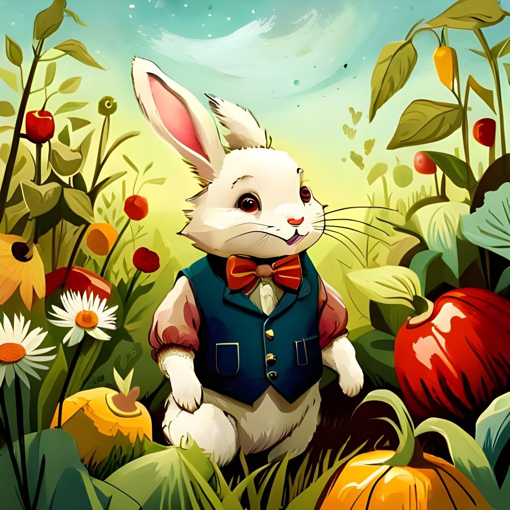 Baby Rabbit in Garden: Hyperrealistic Splash Art