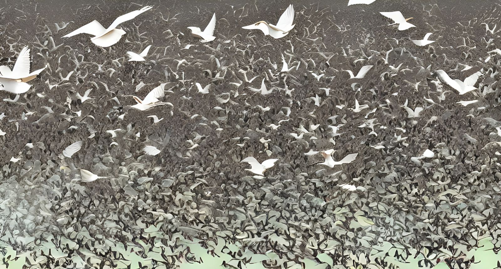 Unprecedented Gathering of Birds: Detailed Digital Art