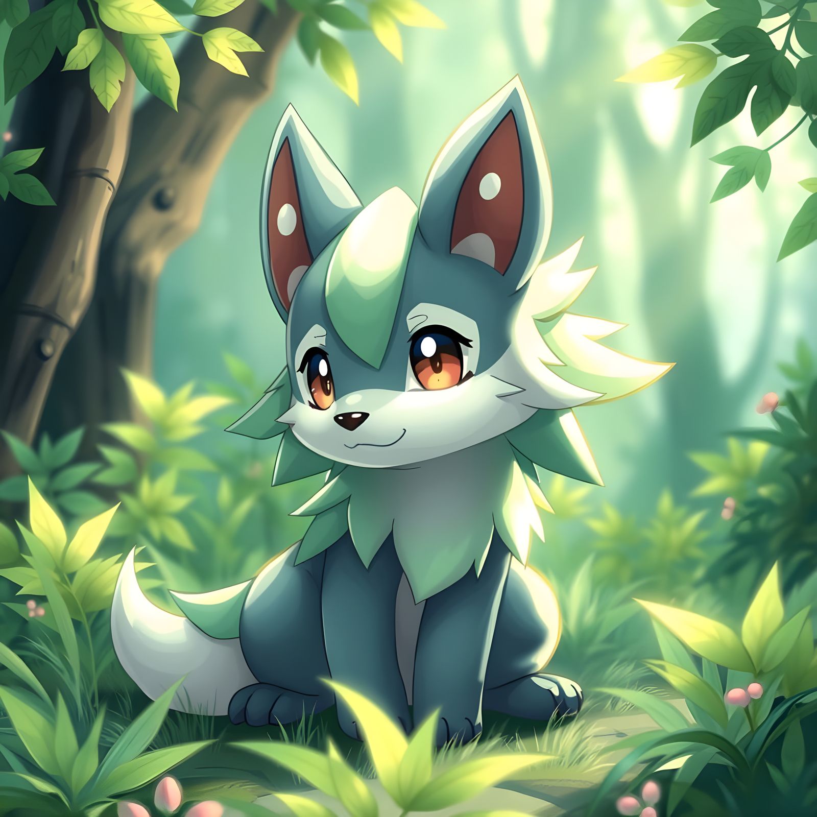 Cute Grass Elemental Wolf Pokémon