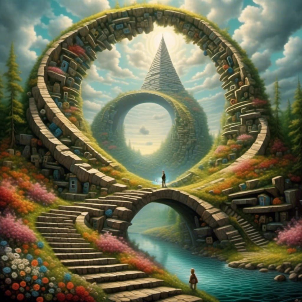 Surreal Clockpunk Landscape with Fairy Portal