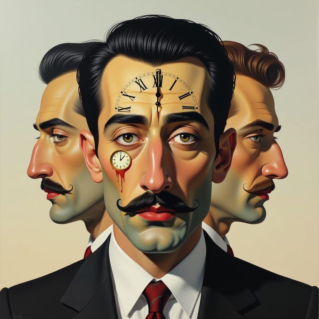 Surreal Portrait of Fragmented Identity in Dali Style