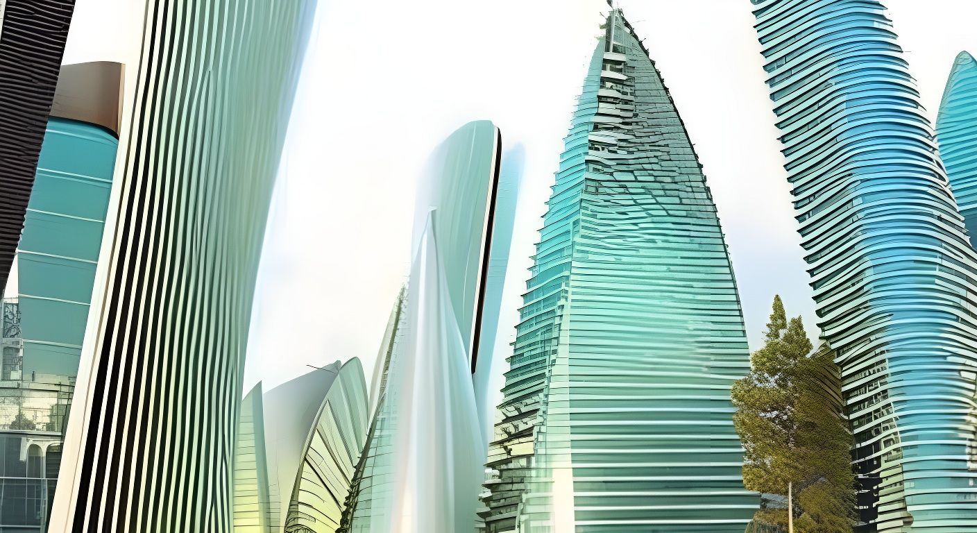 Futuristic City of Glass in Maximalist Style