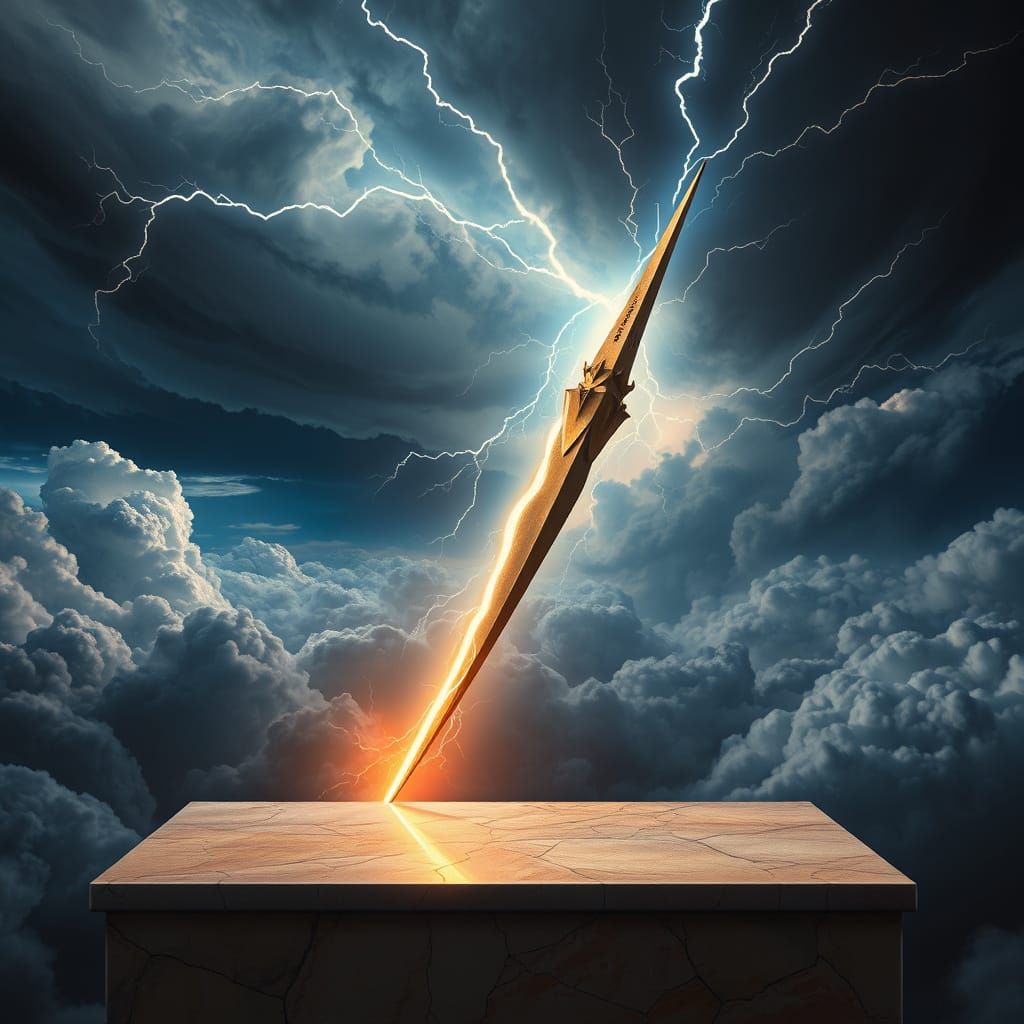 Divine Lightning Bolt Over Storm Clouds