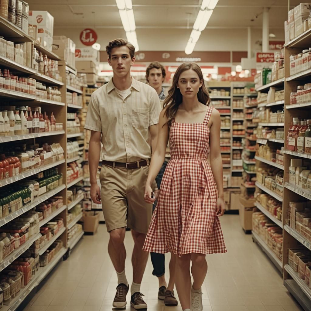 Young Man and Woman in Grocery Store, Film Still