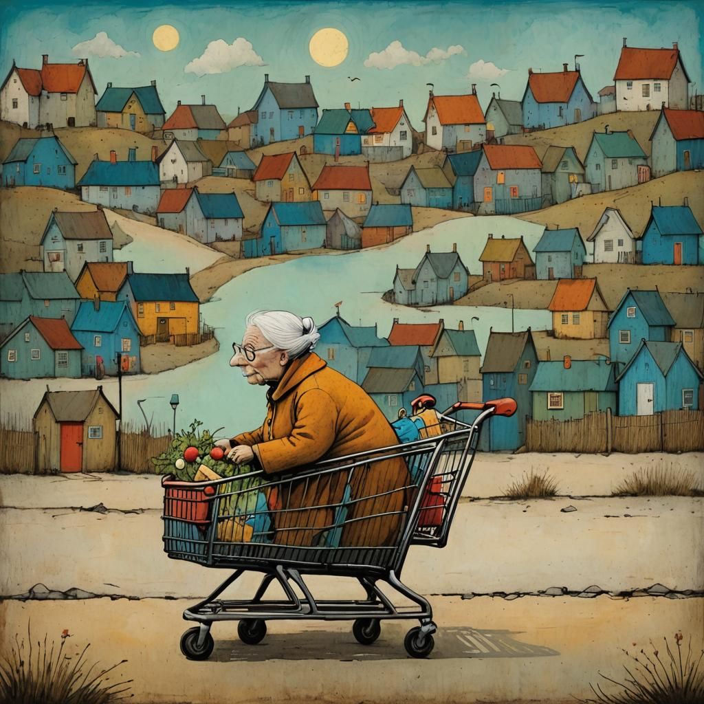 , in the art style of Sam Toft, Andy Kehoe, Dr. Seuss, Richa...