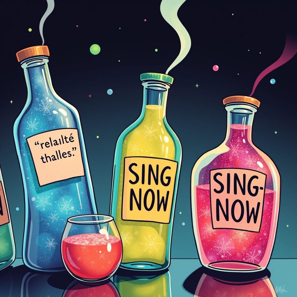 Whimsical Glass Bottles with Shimmering Liquids