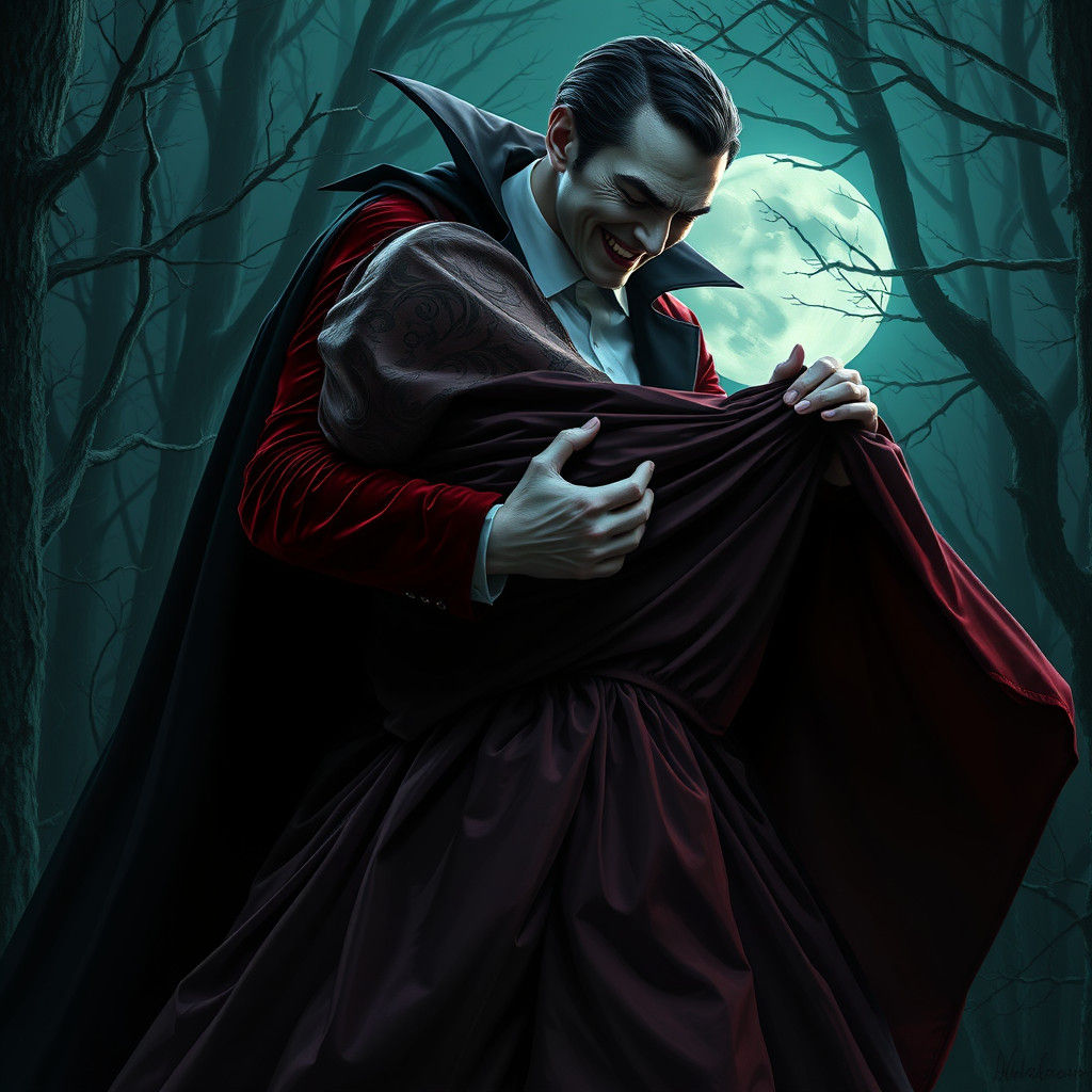 Dark Romance: Smirking Dracula Envelops Princess Aurora in S...