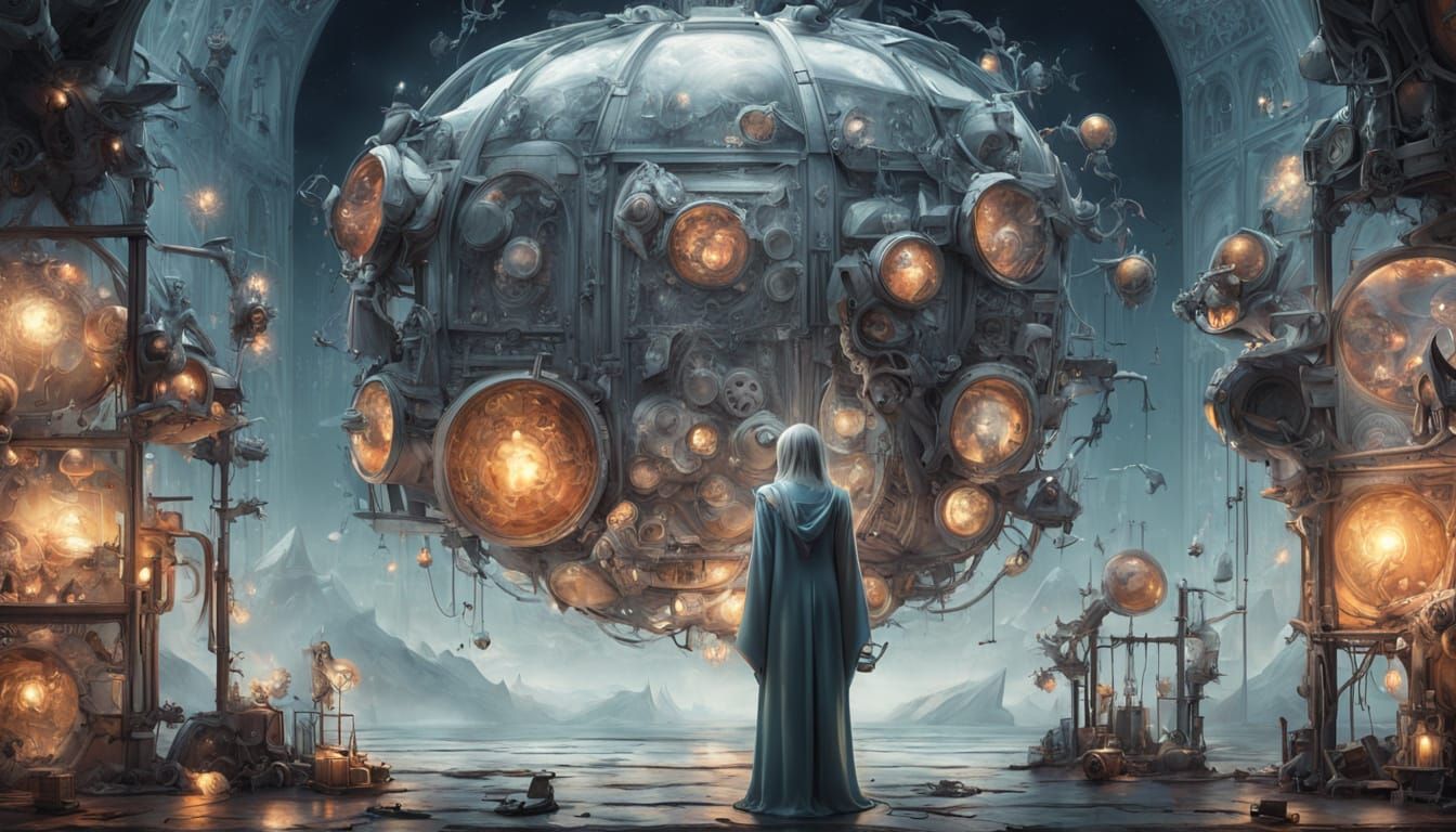 Surreal Woman Recharges Daughter's Heart in Bosch Style