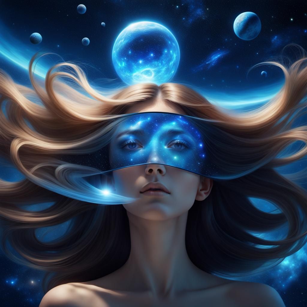 Cosmic Woman in Zero Gravity, Digital Art