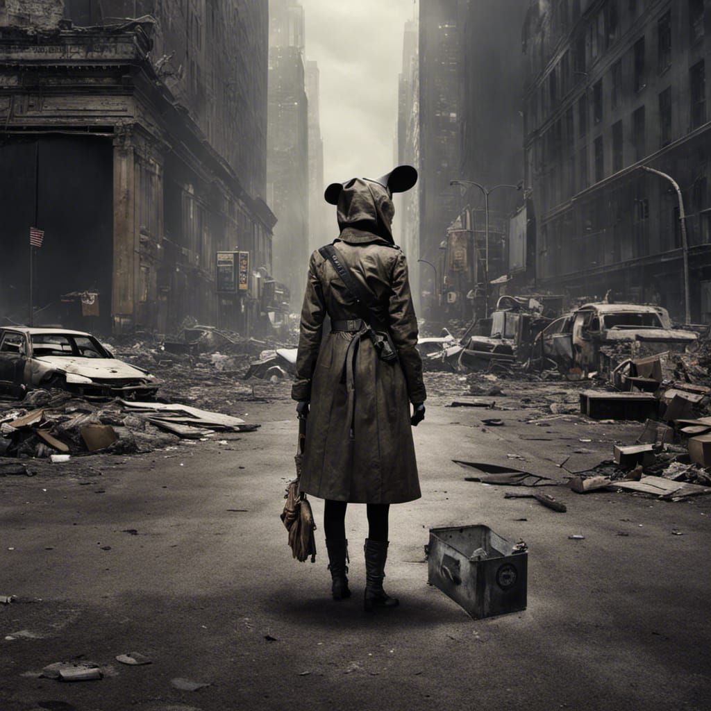 Post-Apocalyptic New York Scene in Street Art Style