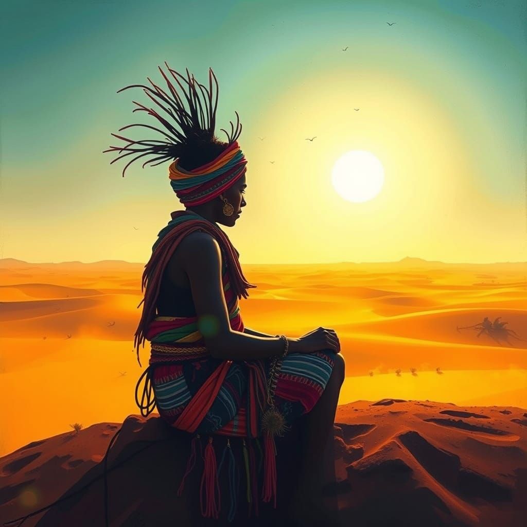 La Guajira's Vibrant Desert Dreamscapes in Street Art Style