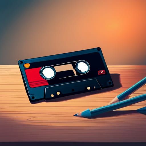 Cassette Tape Still Life in Hyperrealistic Splash Art