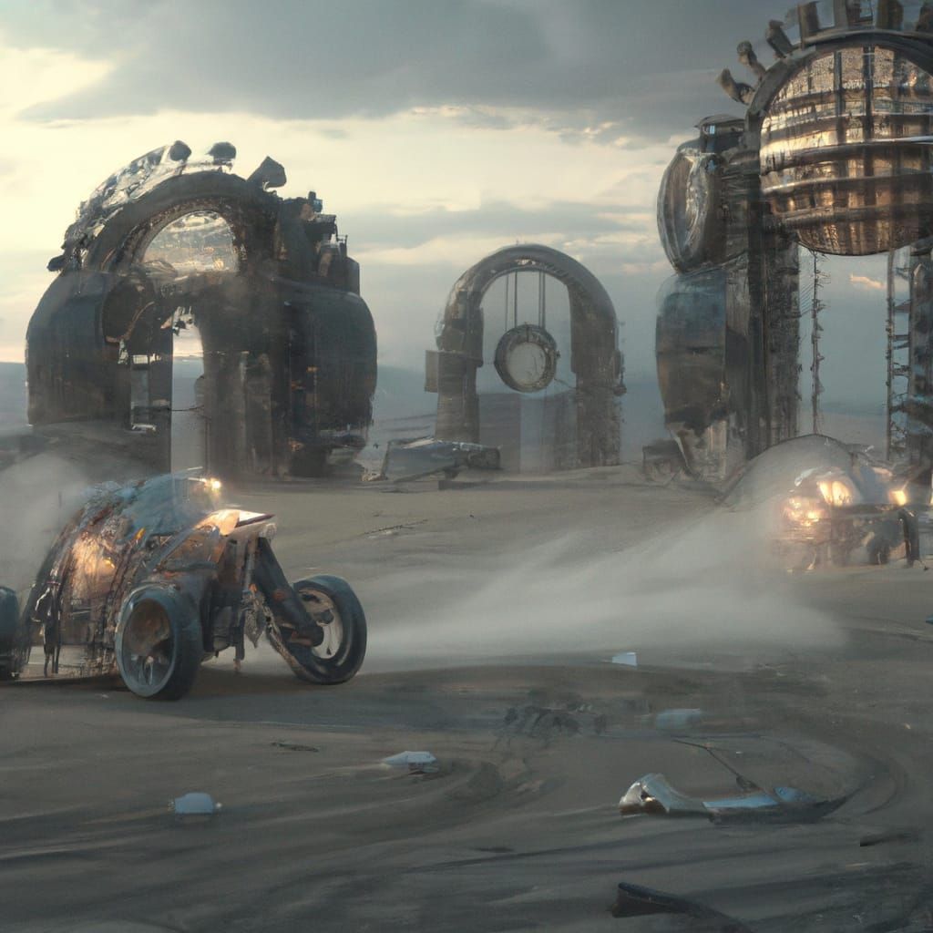 Dystopian Thunderdome Race in Atmospheric Lighting