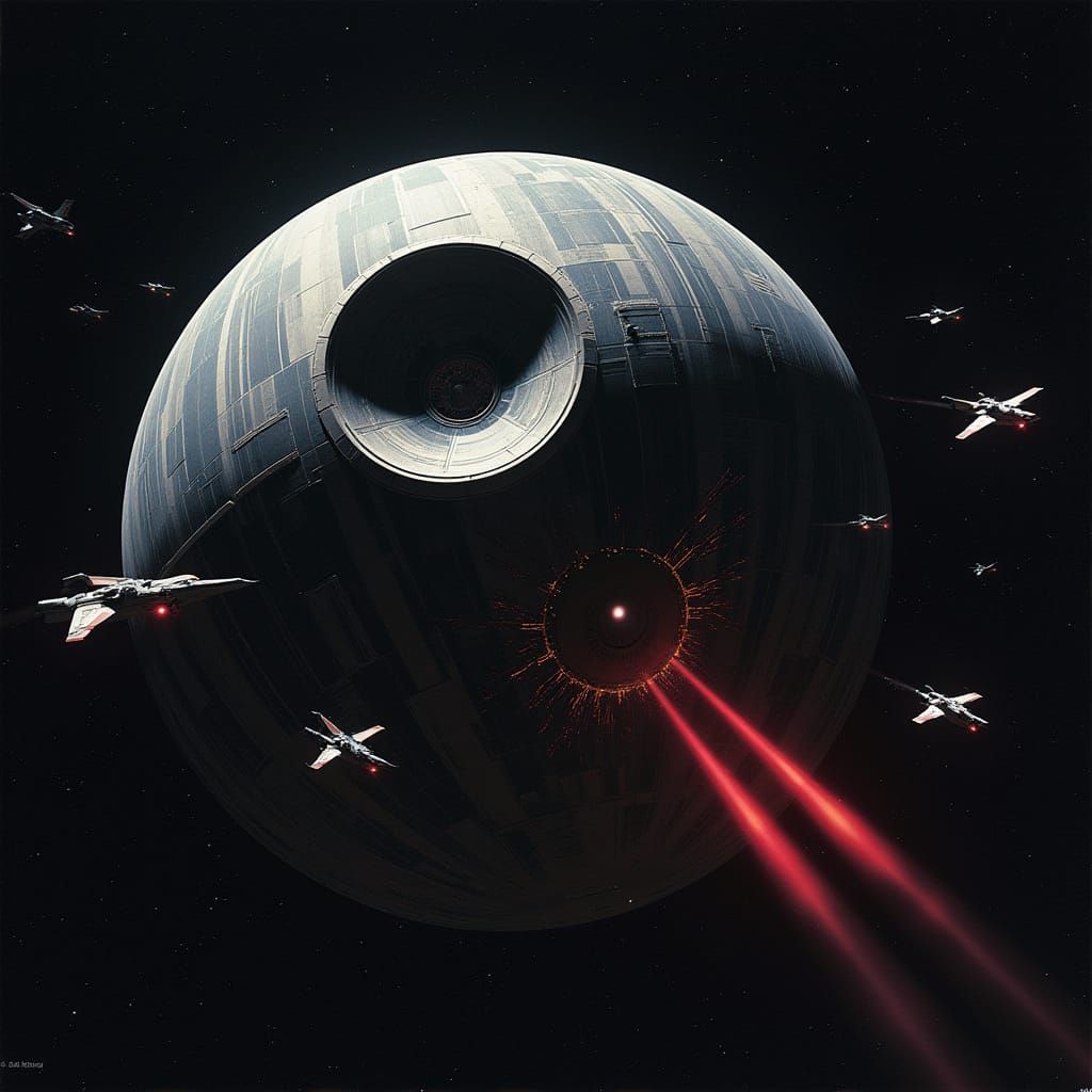 Death Star Engages Rebel Forces in Epic Space Battle at Nigh...
