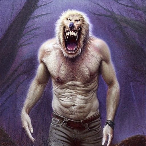 Painful Werewolf Transformation as Oil Painting