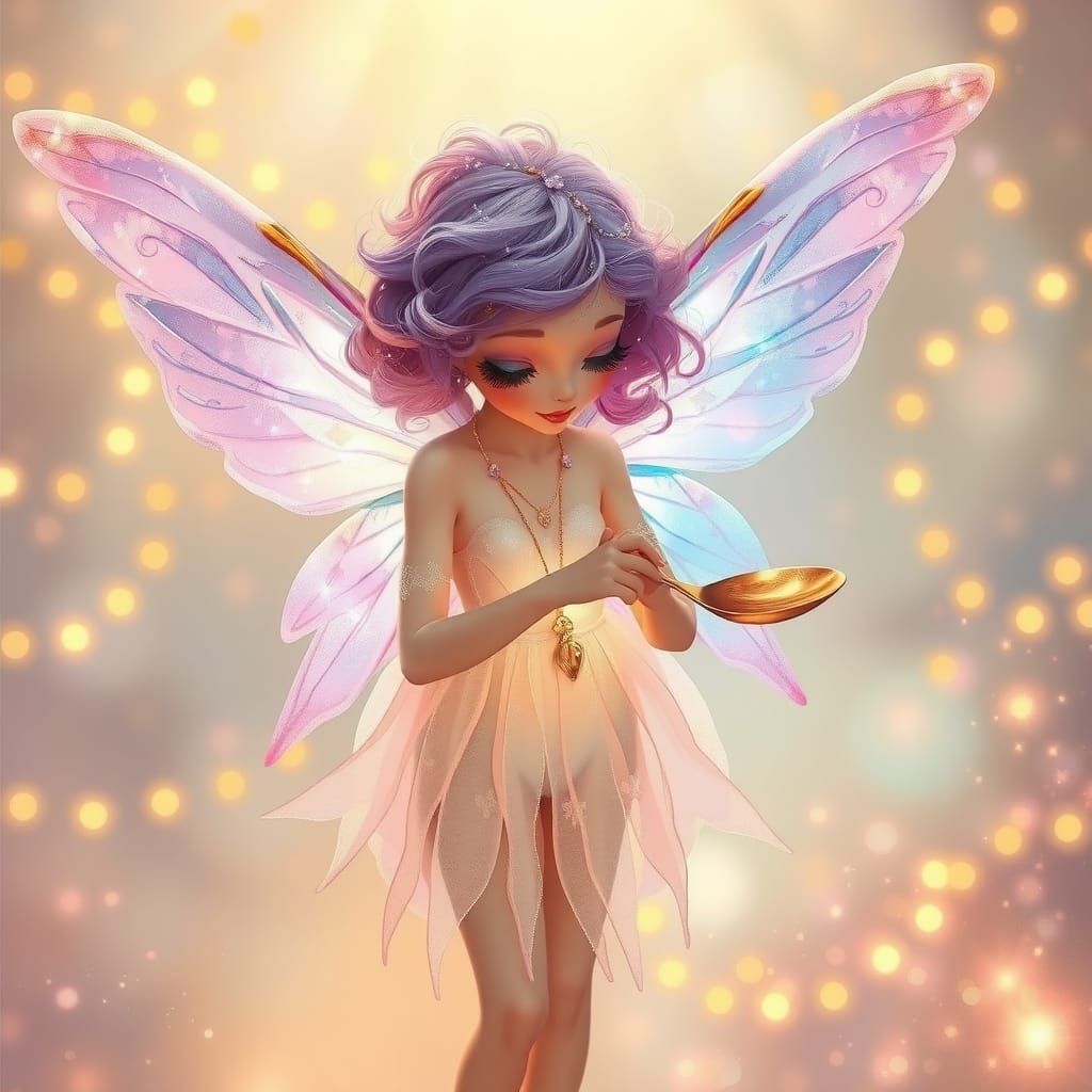 Ethereal Fairy with Golden Spoon, Illustration