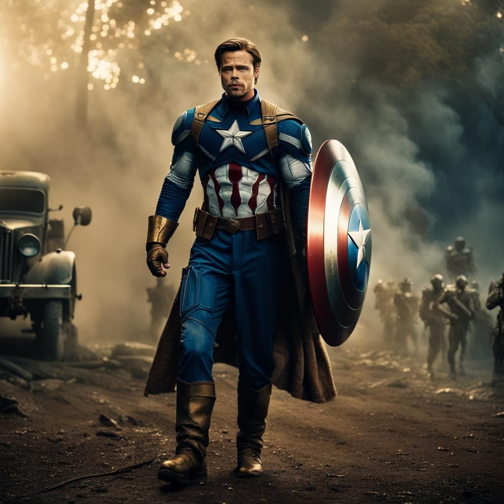 Captain America Film Still in Hyperrealistic Style