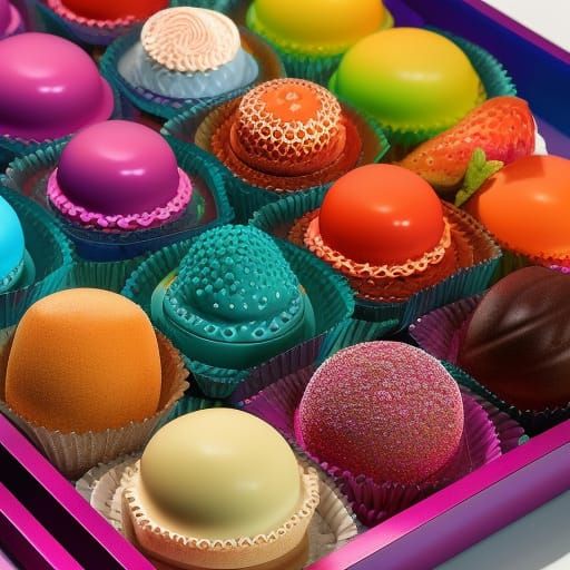 Elegant Still Life of Colorful Desserts in 3D