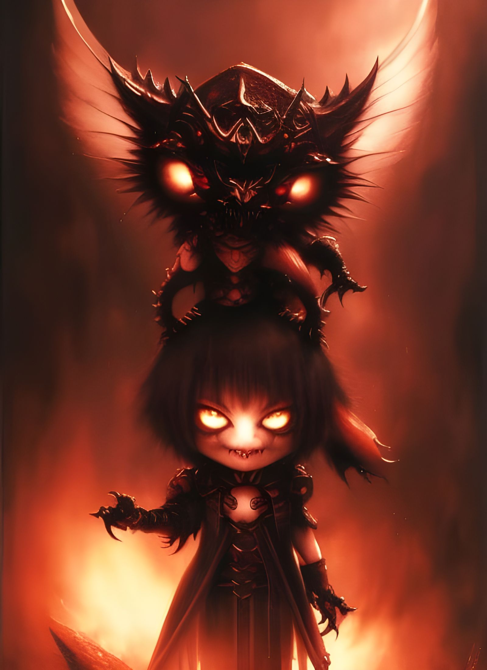 Chibi Devil: A Macabre Watercolor Masterpiece