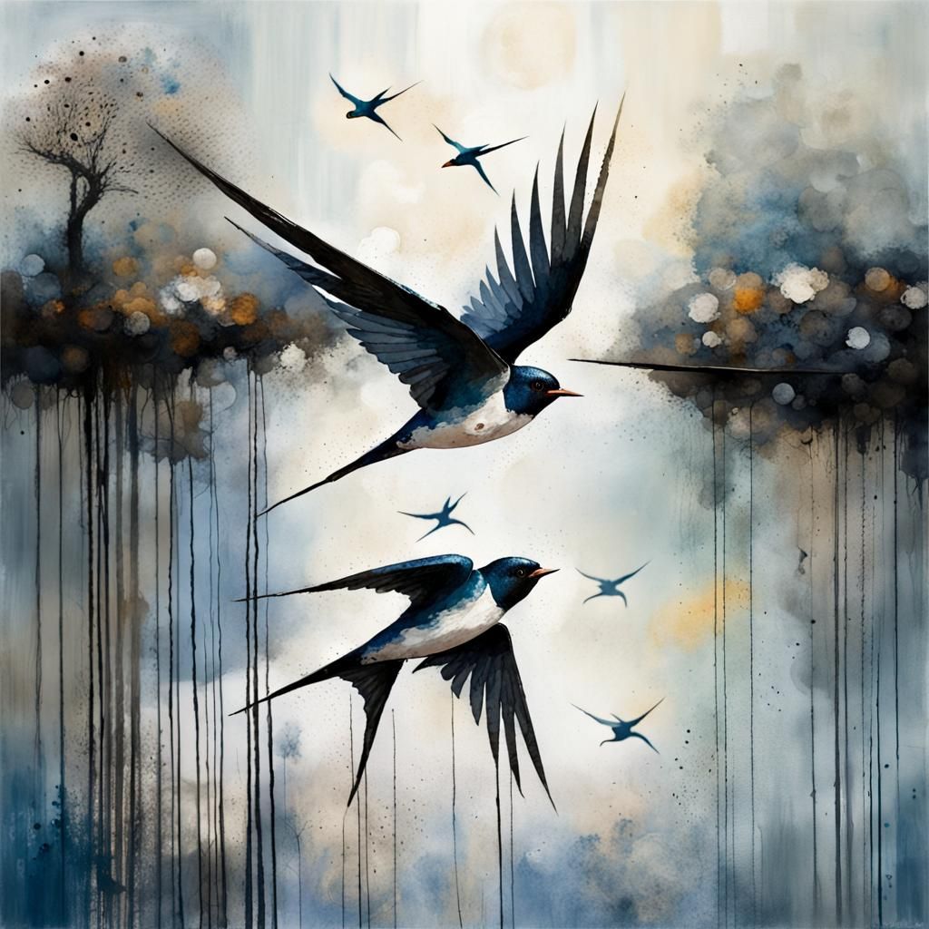 Blue Forest Moonscape in Art Brut Style