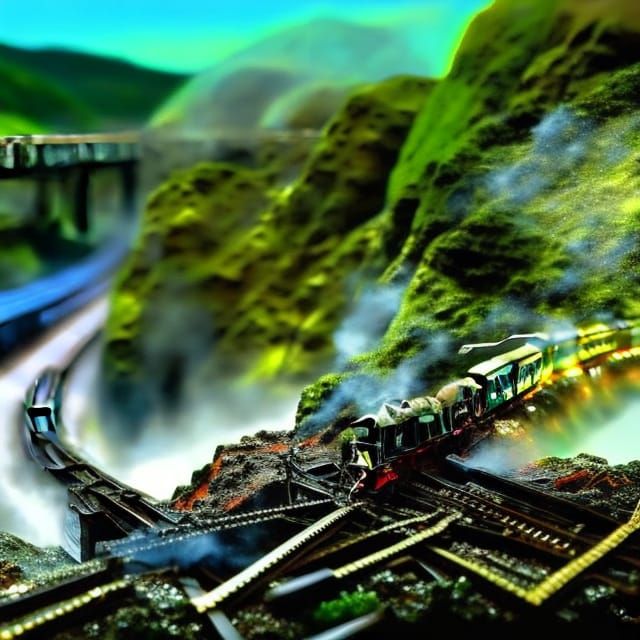 Detailed 19th Century Steam Train in Hyperrealism