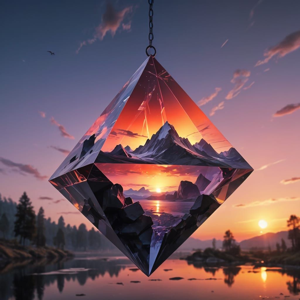 Sunset Prism in Charcoal Artistry Style