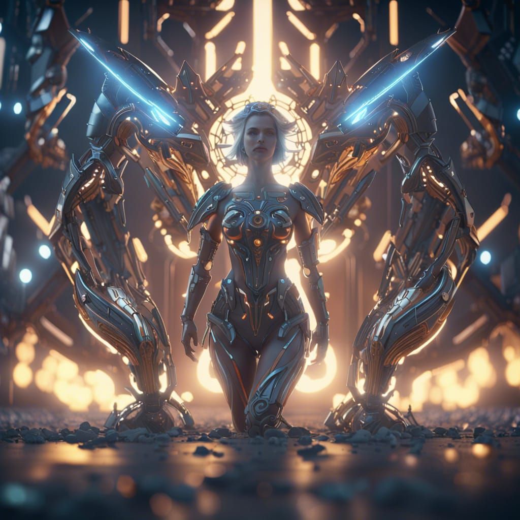 Futuristic Goddess in Mech Armor