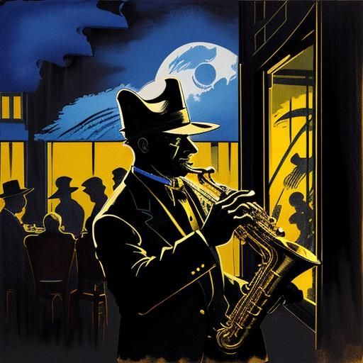 Noir Jazz Club Scene with Animal Musicians