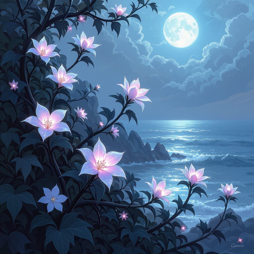 Luminous Glassthorn Vines in Dark Fantasy Style