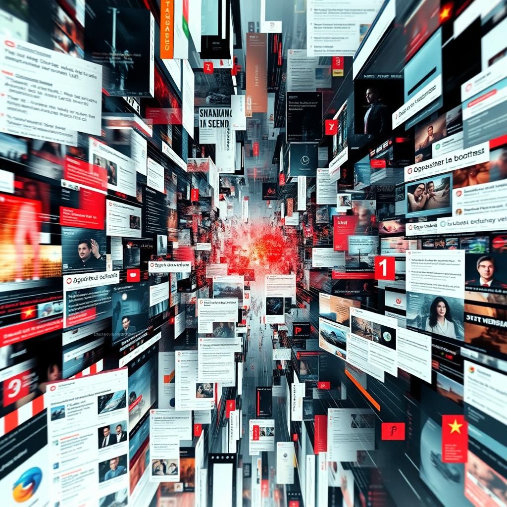 Chaotic Digital Collage of Information Overload in 4K