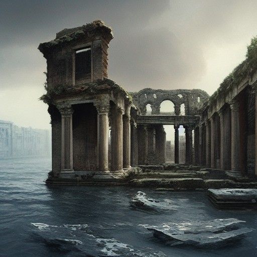 Sinister Floating Roman Ruins Art