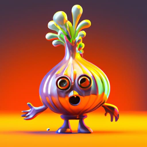 Pixar-Style 3D Rendering of an Onion Character